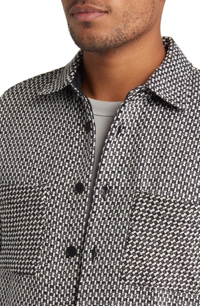 Shop Wax London Whiting Button-up Overshirt In Black/ Ecru