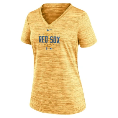 Shop Nike Gold Boston Red Sox City Connect Velocity Practice Performance V-neck T-shirt