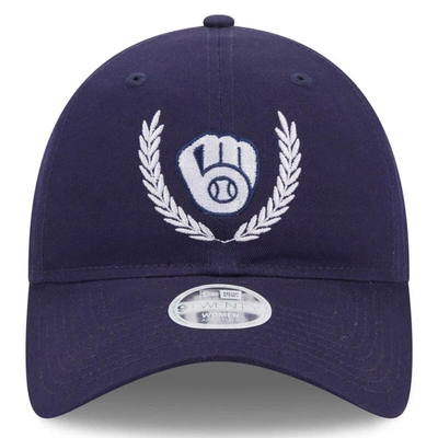 Shop New Era Navy Milwaukee Brewers Leaves 9twenty Adjustable Hat
