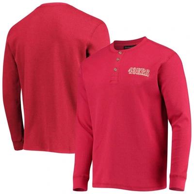 Shop Dunbrooke Scarlet San Francisco 49ers Logo Maverick Thermal Henley Long Sleeve T-shirt