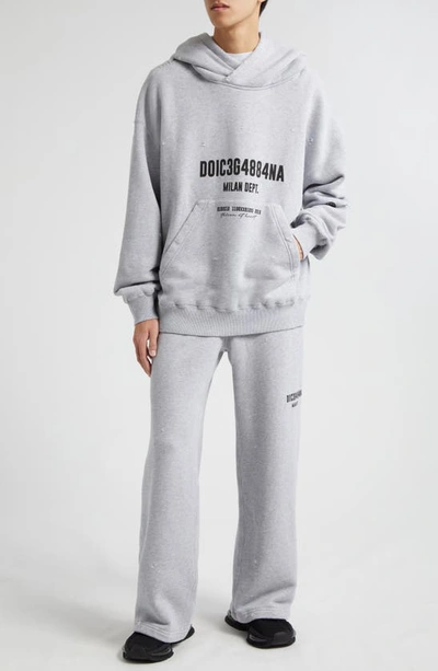 Shop Dolce & Gabbana Dgvib3 Distressed Oversize Cotton Jersey Logo Graphic Hoodie In Light Grey