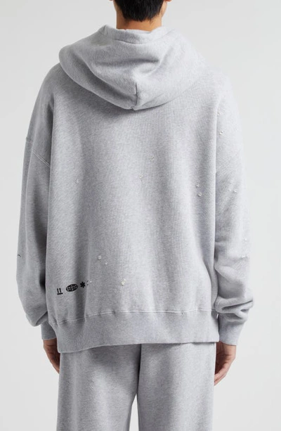 Shop Dolce & Gabbana Dgvib3 Distressed Oversize Cotton Jersey Logo Graphic Hoodie In Light Grey