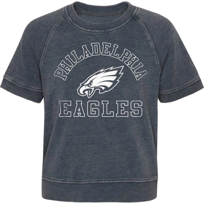 Shop Outerstuff Girls Juniors Heather Charcoal Philadelphia Eagles Cheer Squad Raglan T-shirt