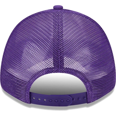 Shop New Era Los Angeles Lakers Purple Stripes 9forty Trucker Snapback Hat