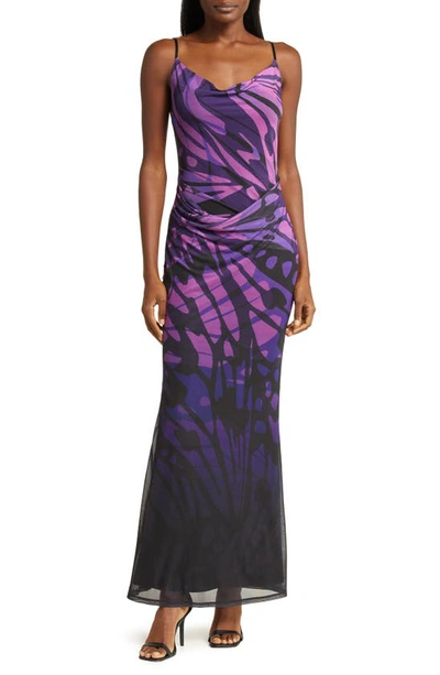 Shop Afrm Gillian Ombré Asymmetric Slipdress In Butterfly Ombre