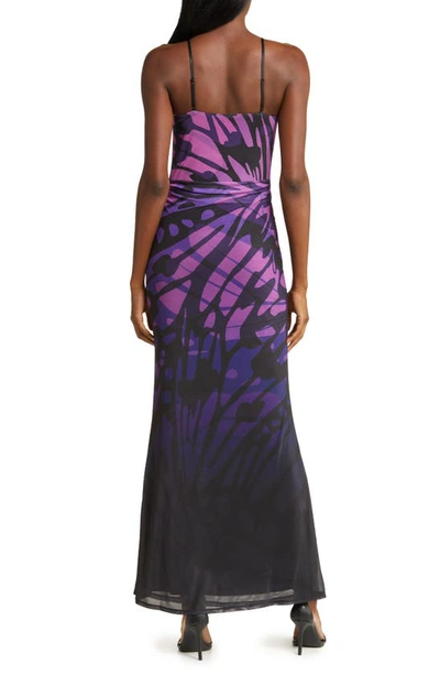 Afrm Gillian Maxi Dress In Purple Mesh With Butterfly Ombre Print In Butterfly Ombre