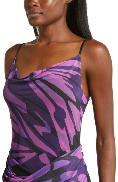 Afrm Gillian Maxi Dress In Purple Mesh With Butterfly Ombre Print In Butterfly Ombre