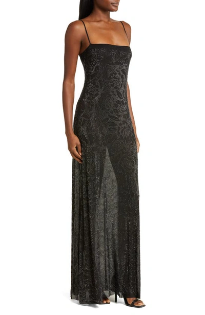 Afrm Shea Rhinestone Maxi Dress In Noir