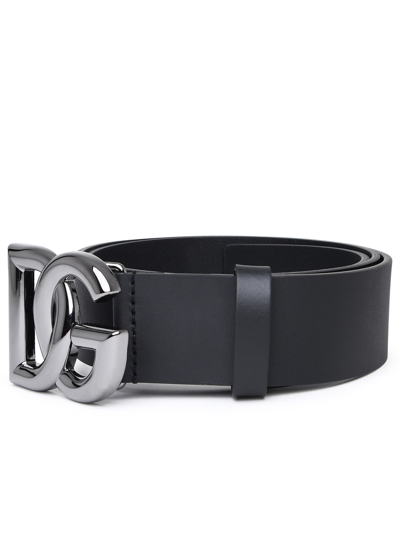 Shop Dolce & Gabbana Man  Black Leather Dg Belt