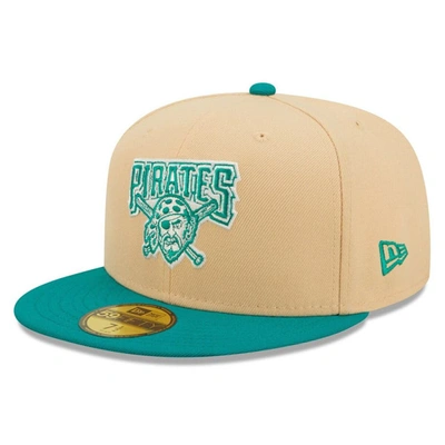 New Era Men's  Natural, Teal Pittsburgh Pirates Mango Forest 59fifty Fitted Hat In Natural