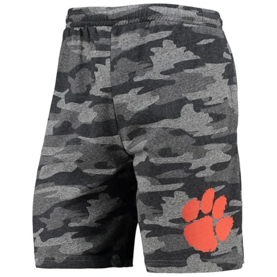 Concepts Sport Men's Charcoal And Gray Clemson Tigers Camo Backup Terry Jam Lounge Shorts In Charcoal
