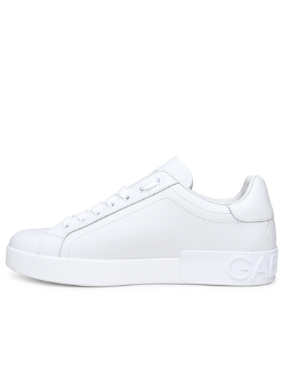 Shop Dolce & Gabbana Man  Portofino White Leather Sneakers