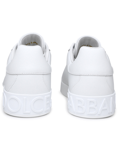 Shop Dolce & Gabbana Man  Portofino White Leather Sneakers
