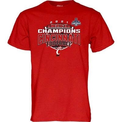 Shop Blue 84 Red Cincinnati Bearcats 2021 Aac Football Conference Champions Locker Room T-shirt