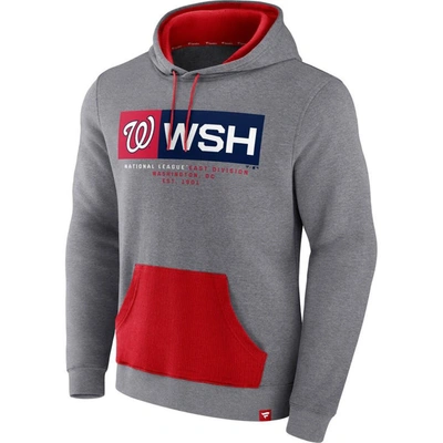 Shop Fanatics Branded Heathered Gray Washington Nationals Iconic Steppin Up Fleece Pullover Hoodie In Heather Gray