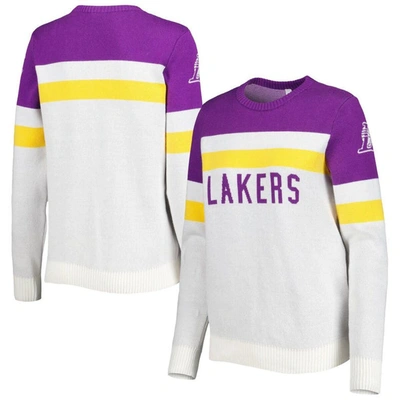 Shop Lusso Purple/cream Los Angeles Lakers Dominique Pullover Sweater