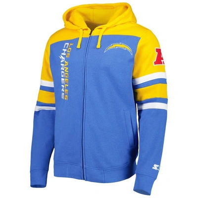 Shop Starter Royal Los Angeles Chargers Extreme Full-zip Hoodie Jacket In Powder Blue