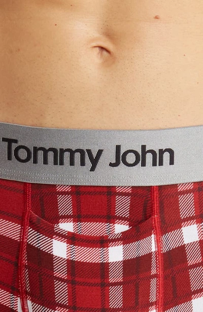 Shop Tommy John Second Skin Boxer Briefs In Emboldened Red Fireplace Plaid