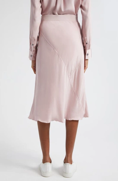 Shop Atm Anthony Thomas Melillo Bias Cut Silk Midi Skirt In Pink Lilac