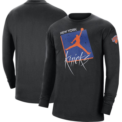 Shop Jordan Brand Black New York Knicks Courtside Max 90 Vintage Wash Statement Edition Long Sleeve T-shi
