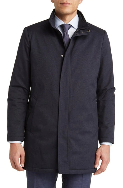 Hart Schaffner Marx Bryce Technical All Weather Water Resistant Coat In Navy