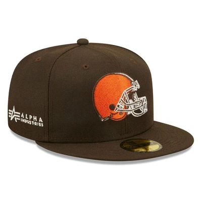 Shop New Era X Alpha Industries Brown Cleveland Browns Alpha 59fifty Fitted Hat