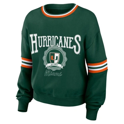 Shop Wear By Erin Andrews Green Miami Hurricanes Vintage Pullover Sweatshirt