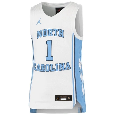 Shop Jordan Brand Youth  #1 White North Carolina Tar Heels Team Replica Basketball Jersey
