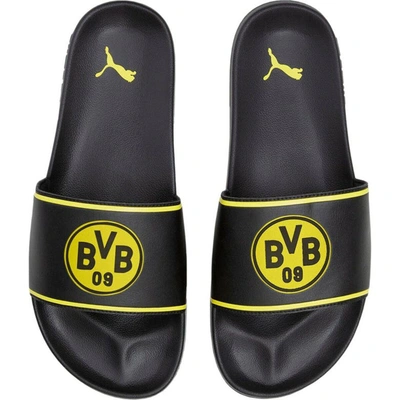 Shop Puma Borussia Dortmund Leadcat 2.0 Flip Flops In Black