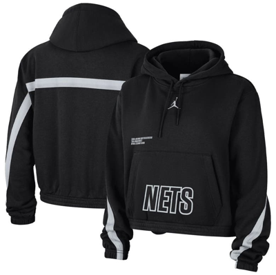 Jordan Brand Black Brooklyn Nets Courtside Statement Edition Pullover Hoodie In Black