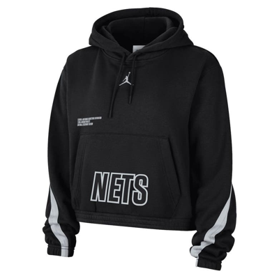 Jordan Brand Black Brooklyn Nets Courtside Statement Edition Pullover Hoodie In Black