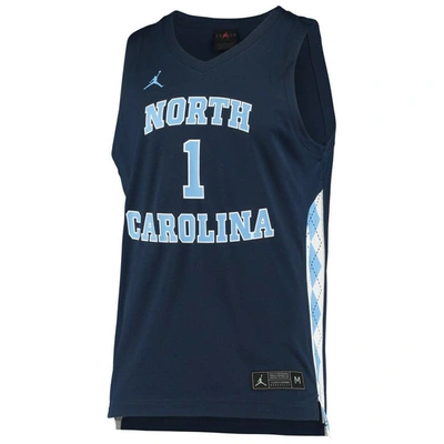 Shop Jordan Brand Unisex  #1 Navy North Carolina Tar Heels Replica Basketball Jersey