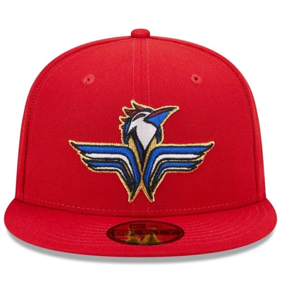 New Era Red Fayetteville Woodpeckers Marvel X Minor League 59fifty Fitted Hat In Red