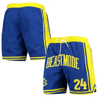 Shop New Jersey Sets Royal/yellow Beast Mode 24 Basketball Shorts