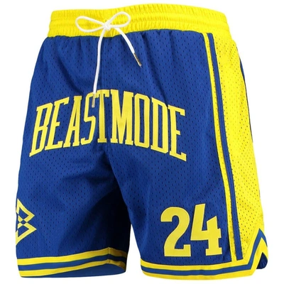 Shop New Jersey Sets Royal/yellow Beast Mode 24 Basketball Shorts