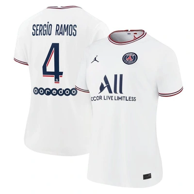 Shop Jordan Brand Sergio Ramos White Paris Saint-germain 2021/22 Fourth Replica Jersey