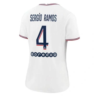 Shop Jordan Brand Sergio Ramos White Paris Saint-germain 2021/22 Fourth Replica Jersey