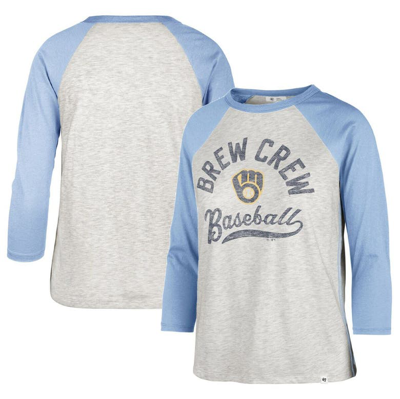 Shop 47 ' Gray Milwaukee Brewers City Connect Retro Daze Ava Raglan 3/4-sleeve T-shirt