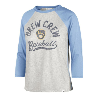 Shop 47 ' Gray Milwaukee Brewers City Connect Retro Daze Ava Raglan 3/4-sleeve T-shirt