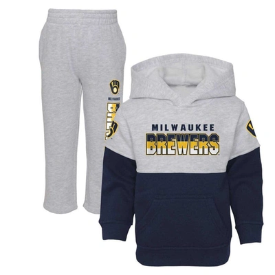 Shop Outerstuff Toddler Navy/heather Gray Milwaukee Brewers Two-piece Playmaker Set