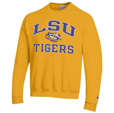 Shop Champion Gold Lsu Tigers High Motor Pullover Sweatshirt