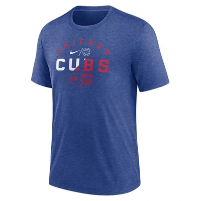 Shop Nike Heather Royal Chicago Cubs Rewind Review Slash Tri-blend T-shirt