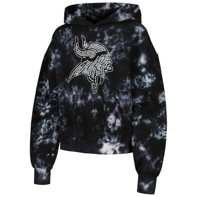 Shop The Wild Collective Black Minnesota Vikings Tie-dye Cropped Pullover Hoodie