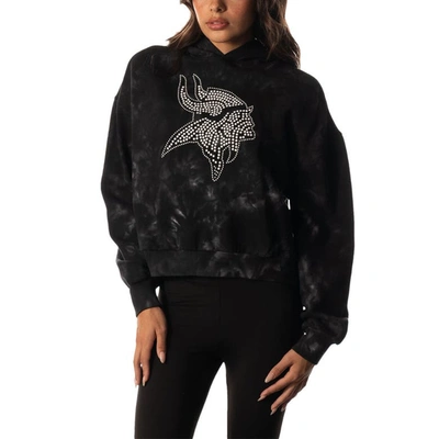 Shop The Wild Collective Black Minnesota Vikings Tie-dye Cropped Pullover Hoodie