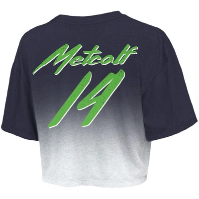 Shop Majestic Threads Dk Metcalf Navy/white Seattle Seahawks Dip-dye Player Name & Number Crop Top