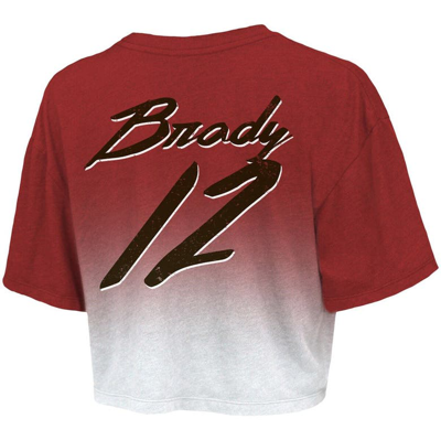 Majestic Threads Tom Brady Red/white Tampa Bay Buccaneers Drip-dye Player Name & Number Tri-blend Cr In Red
