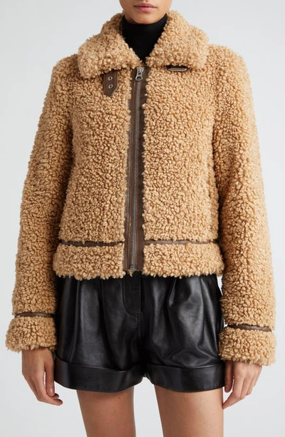 Shop Stand Studio Audrey Faux Shearling Jacket In Nougat/ Ebony Brown