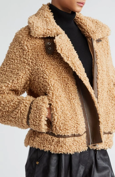 Shop Stand Studio Audrey Faux Shearling Jacket In Nougat/ Ebony Brown