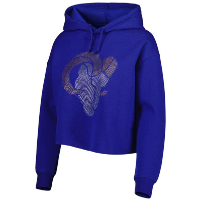 Shop Cuce Royal Los Angeles Rams Crystal Logo Cropped Pullover Hoodie