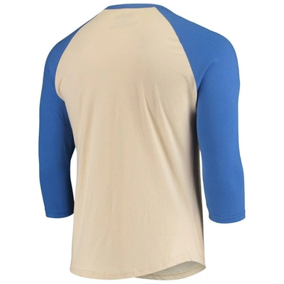 Shop Majestic Threads Cream/royal Indianapolis Colts Gridiron Classics Raglan 3/4-sleeve T-shirt